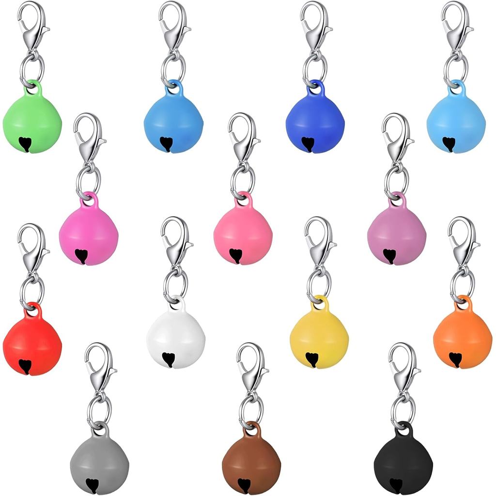 Pacote com 14 Sinos para Cães e Gatos, Sinos Coloridos Pequenos com Fechos, Sino Redondo com Som Alto e Nítido, Acessóri