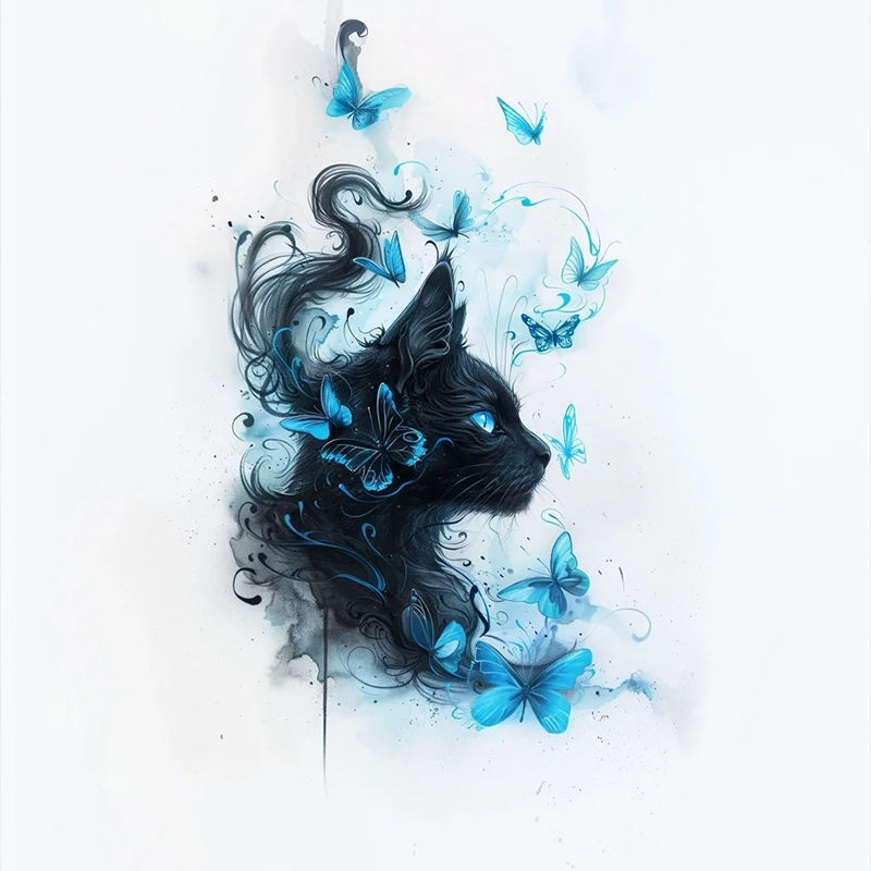 Legal bonito gato colorido tatuagem adesivos de alto valor à prova dwaterproof água de longa duração ins braço borboleta