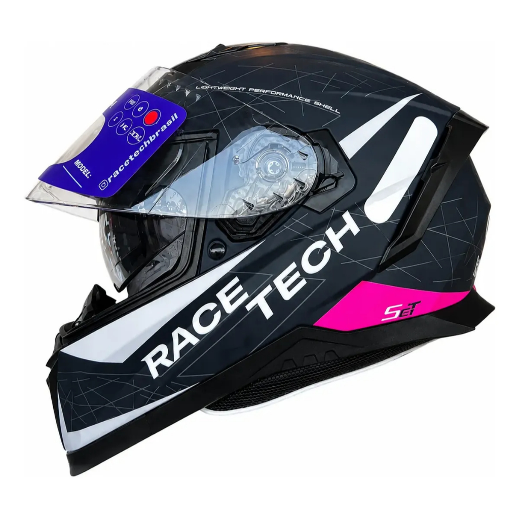 Capacete Race Tech Volt Set Rosa Masculino Feminino + Óculos