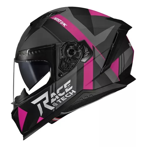 Capacete Race Tech lançamento Óculos Interno Tech Volt Black Pink Original