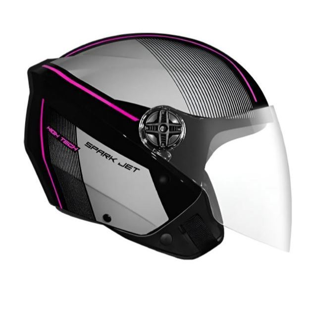 Capacete Para Moto Ebf Spark Jet Volt Preto Tifany Rosa ou Vermelho Aberto Varias Cores