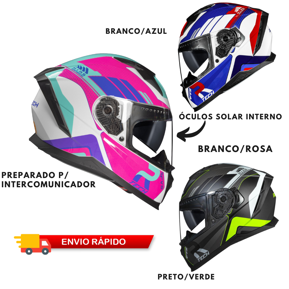 CAPACETE RACE TECH VOLT C/ OCULOS INTERNO TRACK CORES