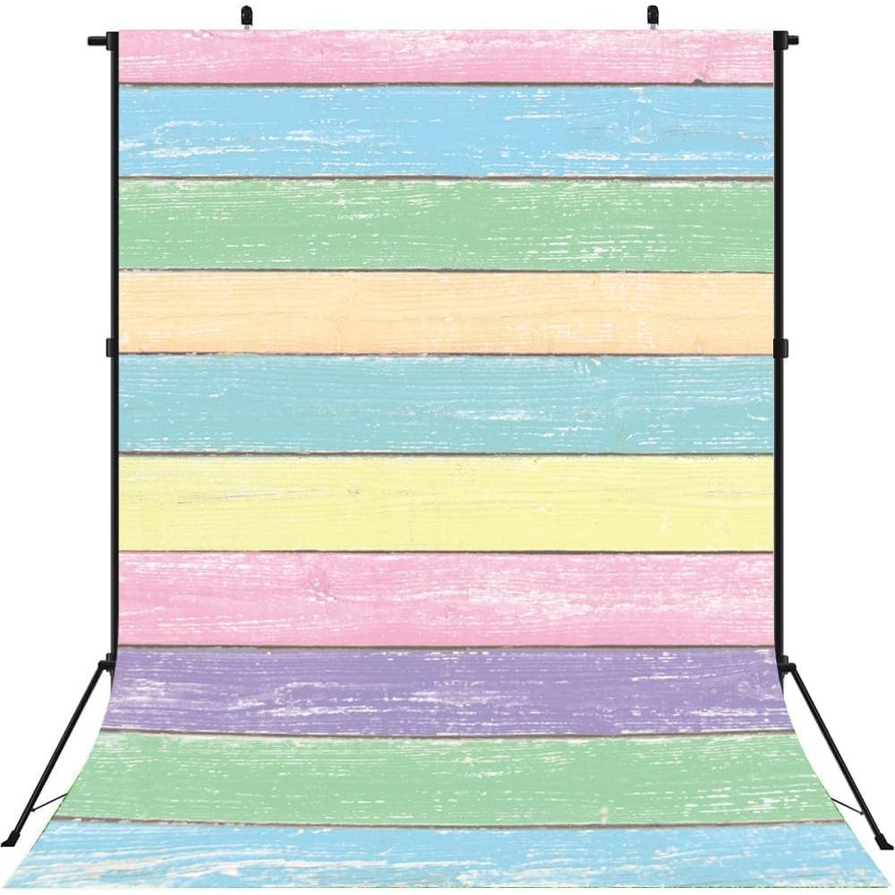 Easter Colorful Wood Photography Backdrops 8X6FT Easter Pastel Rustic Wooden Background Boy Girl Baby Shower Birthday Pa