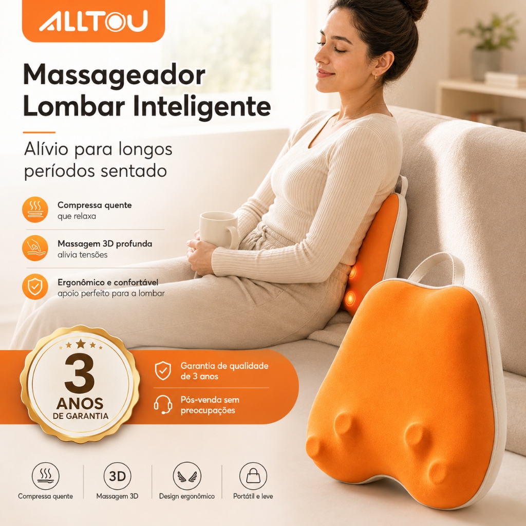 ALLTOU 4 Ball Shiatsu Massager Lumbar Neck Vehicle and Home Lumbar Cushion Neck Feet