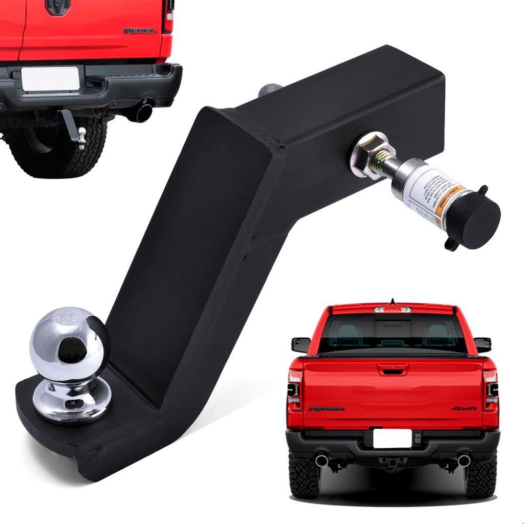 Ponteira de Engate Removivel Preta 5x5 10cm Trava Antifurto RAM 1500 Rebel 2021 2022 2023 2024 2025 Reboque Puxador