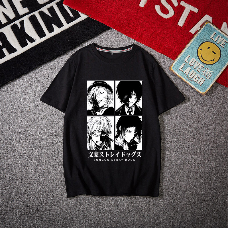 Camiseta Anime Bungo Stray Dogs Nakahara Chuuya Algodão Confortável Estilosa Verão Casual