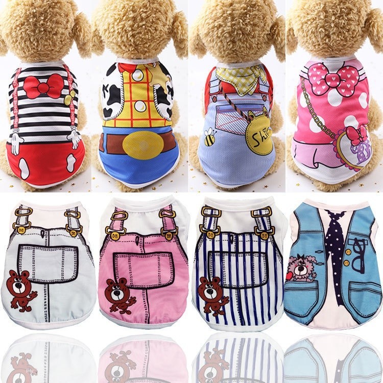 Spring and Summer Dog Clothes Vest Fake Strap Mesh