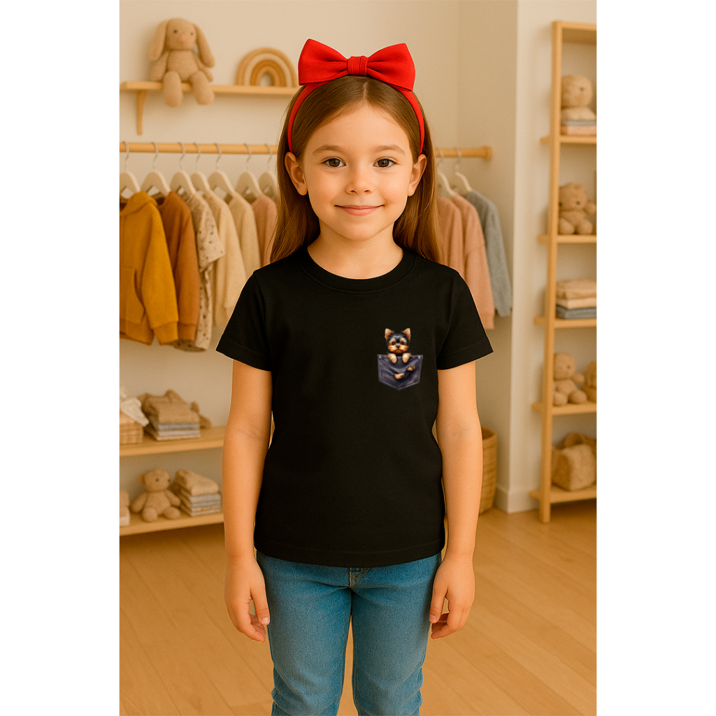 Camiseta Tshirt  Dog Yorkshire Caramelo Blusa Menina Infantil Juvenil Verão 4 ao 14 anos