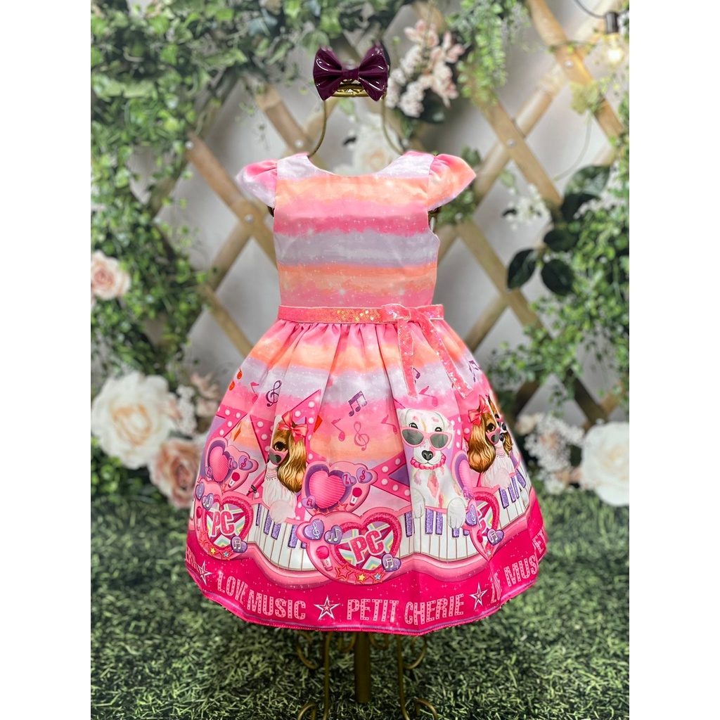 Vestido Festa Infantil Petit Cherie Verão Dog Music