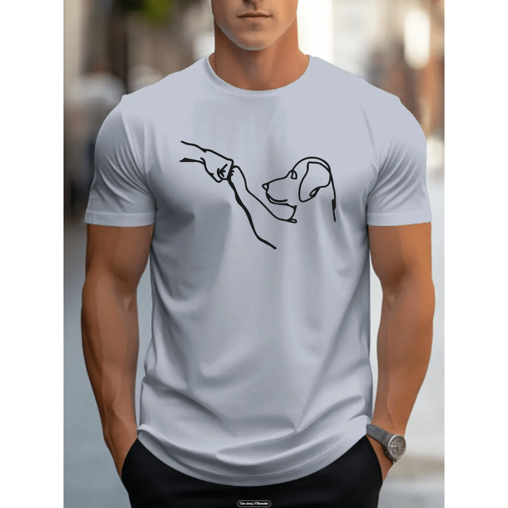 Camiseta Masculina Algodão Dog Gola redonda verão Top casual Masculino FASHION