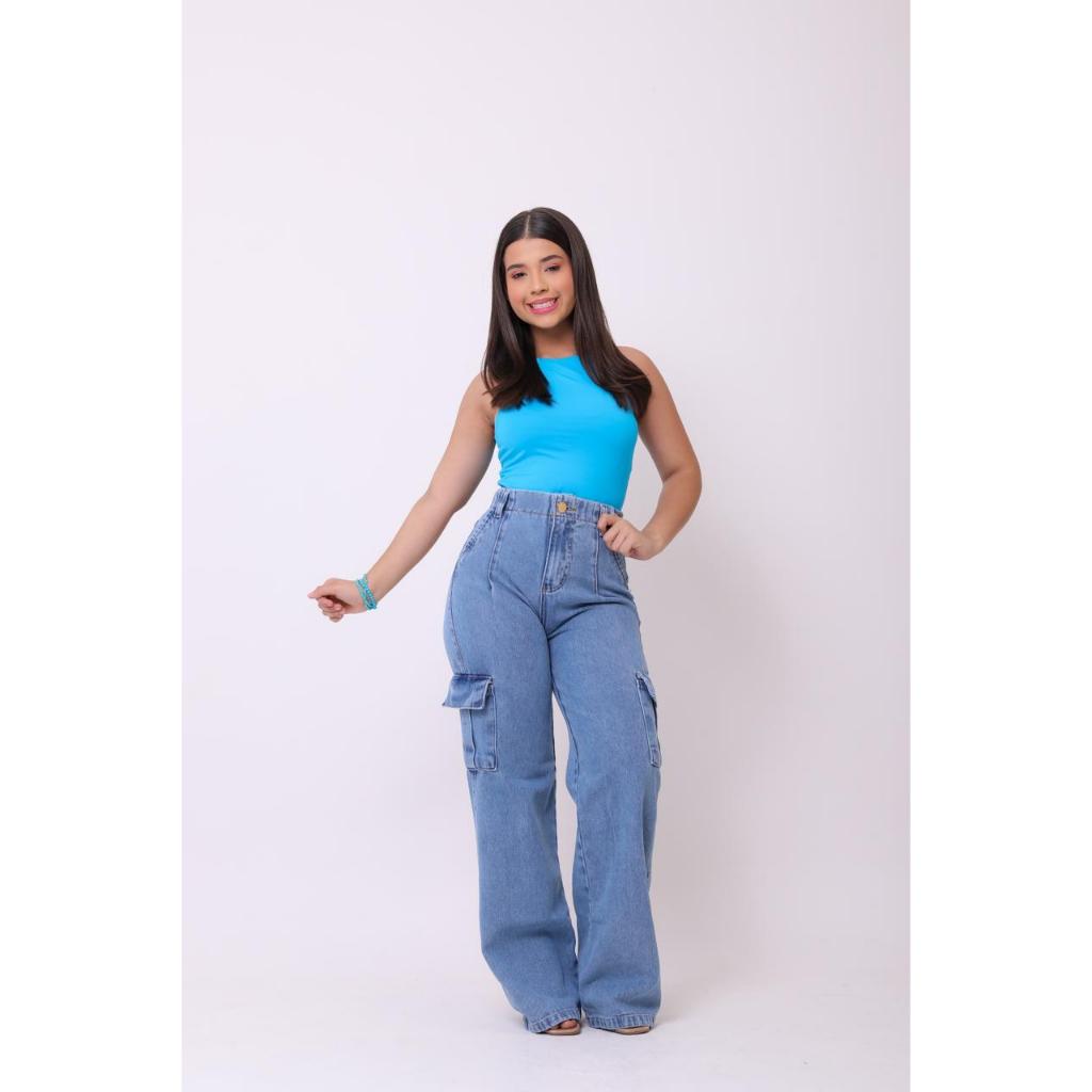 CALÇA CARGO JEANS JUVENIL MARMORIZADA 8 A 16 ANOS