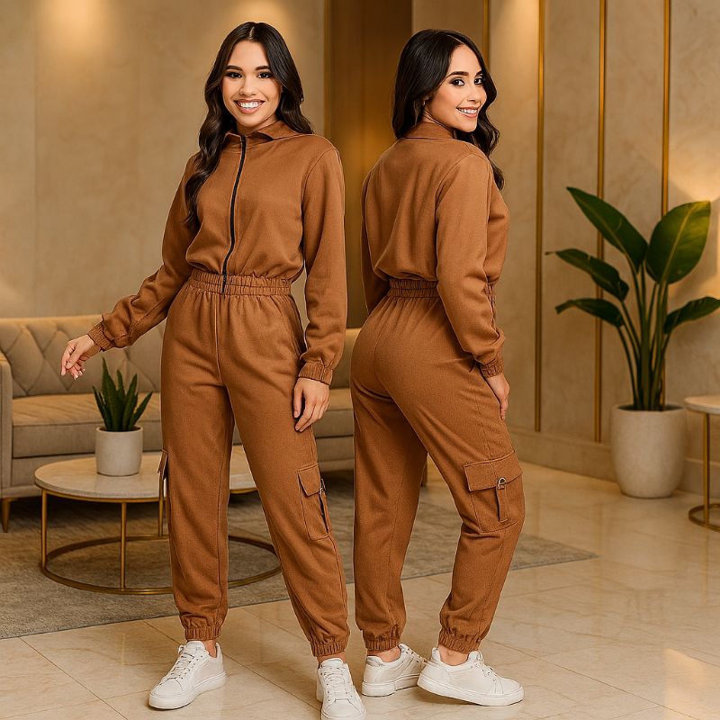 Conjunto Juvenil Feminino Inverno – Jaqueta com Zíper + Calça Cargo – Roupa Menina Estilosa e Confortável