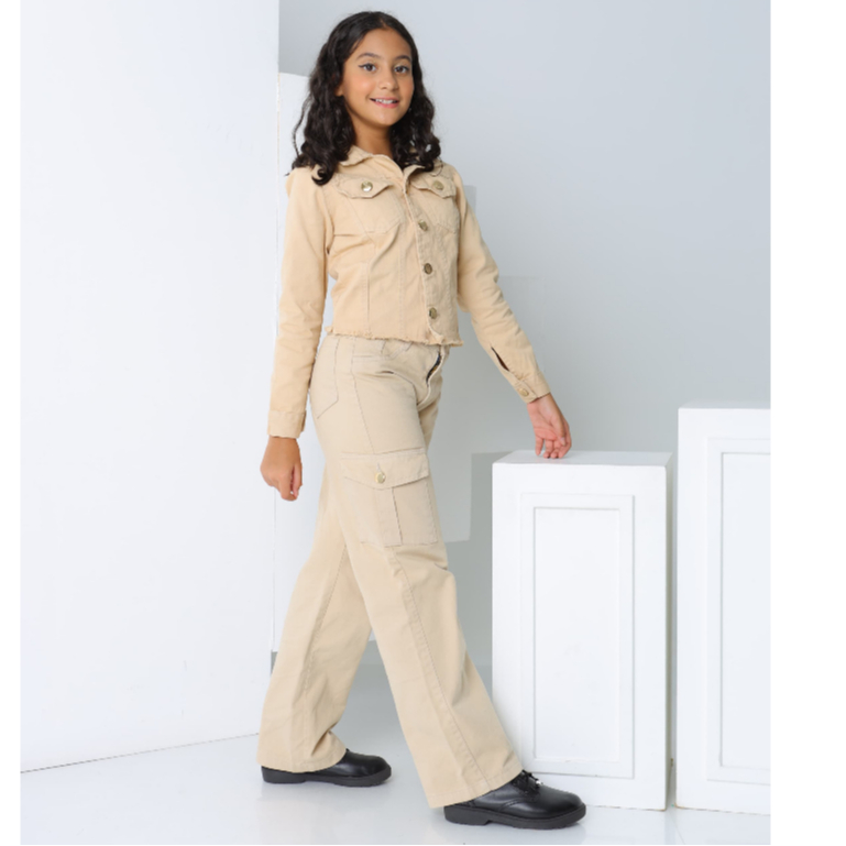Calça Cargo Menina Infantil e Juvenil Jeans