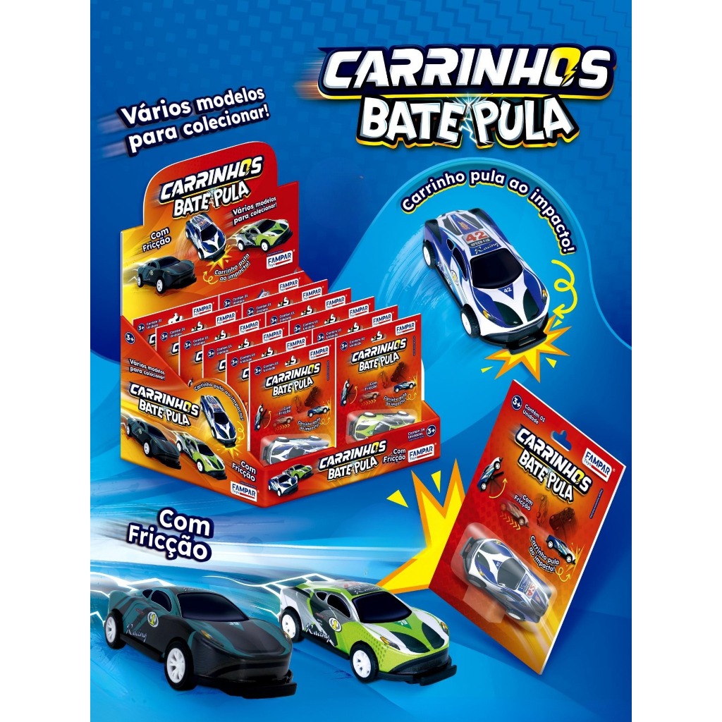 Carrinho Bate e Pula Infantil Brinquedo Educativo Colorido e Resistente Presente Perfeito