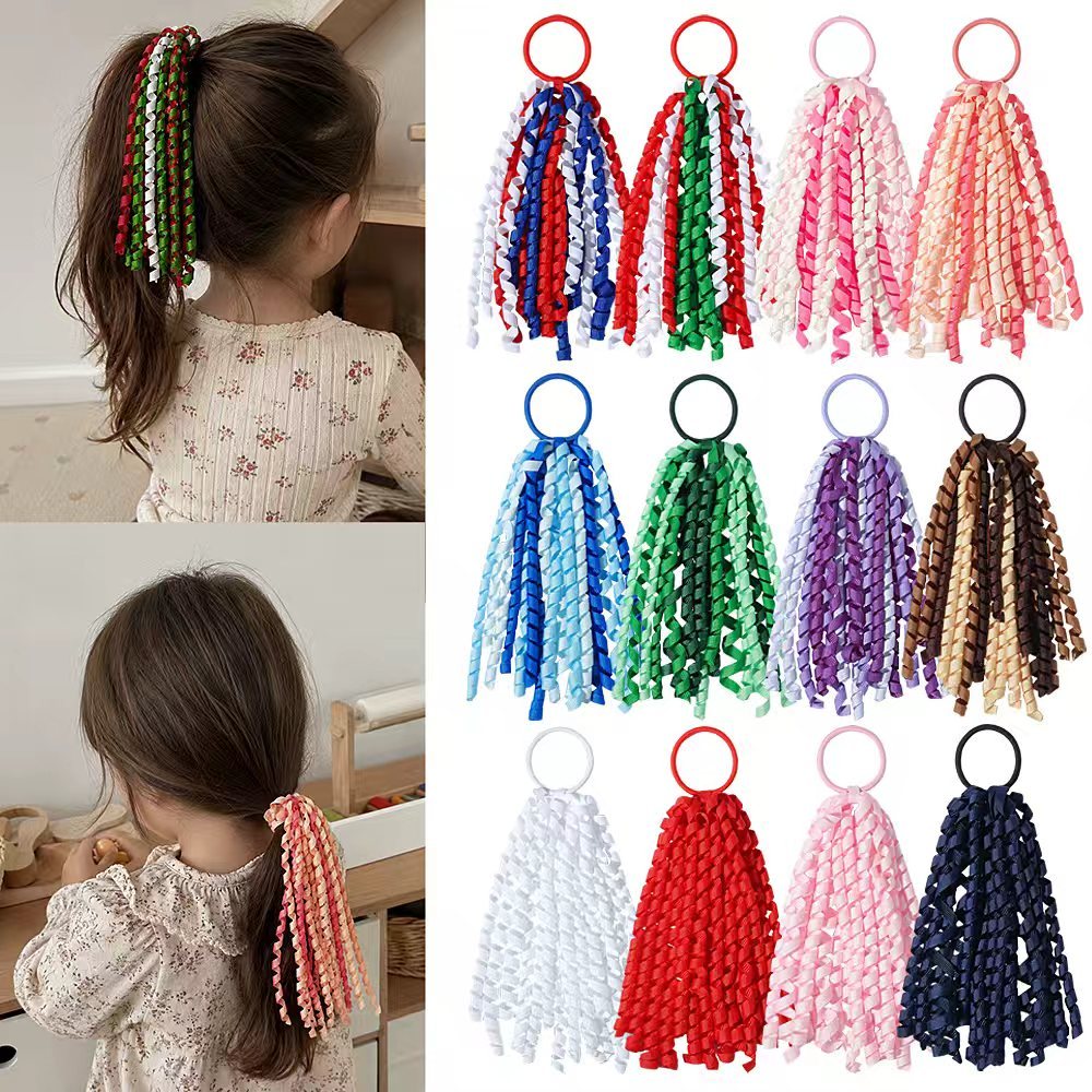 1 Lote De Elásticos De Cabelo Com Borla Trançada Para Crianças , Laços Trançados Coloridos Meninas Macios , Presentes De