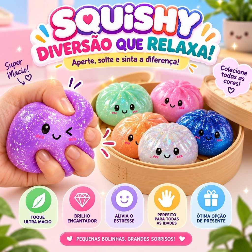 Squishies De Bolinho Caixa De Brilho Brinquedos Coloridos Bola De Alívio De Estresse  Presente