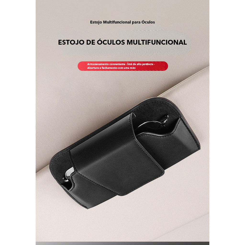 1pcs Estojo De Óculos De Sol Com Viseira Solar Automática  Porta-Bilhetes Multifuncional  Armazenamento Interno Do Carro