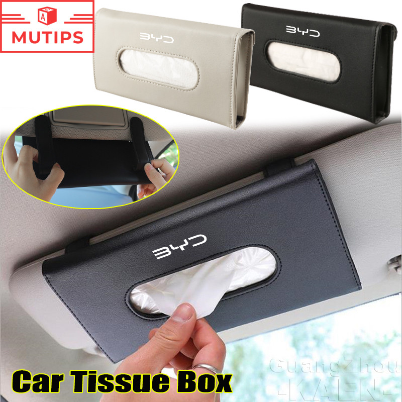 BYD Caixa De Tecido Para Carro Viseira Solar Bolsa De Couro Com Clipe Pendurado Teto Estojo Armazenamento Dolphin Mini S