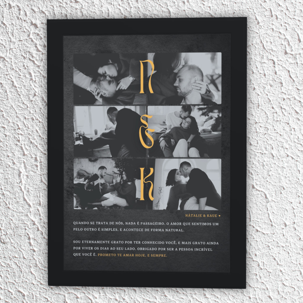 Quadro Presente Dia dos Namorados Acetato Personalizado A4 Frase Bonita Foto Arte Exclusiva