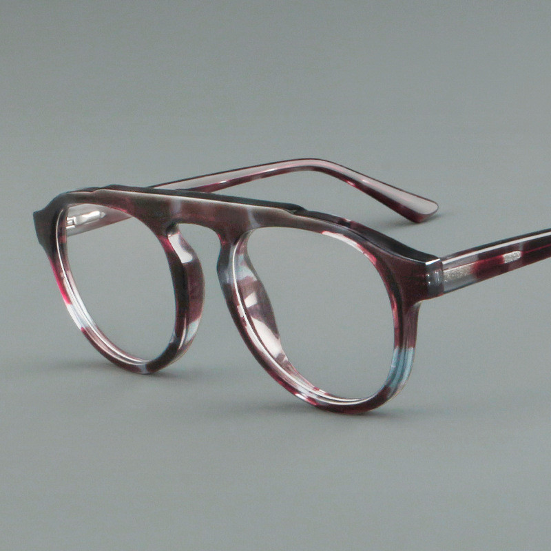 Armação de óculos de grau vintage em acetato, design exclusivo, feita à mão, para rostos grandes, armação de óculos masc