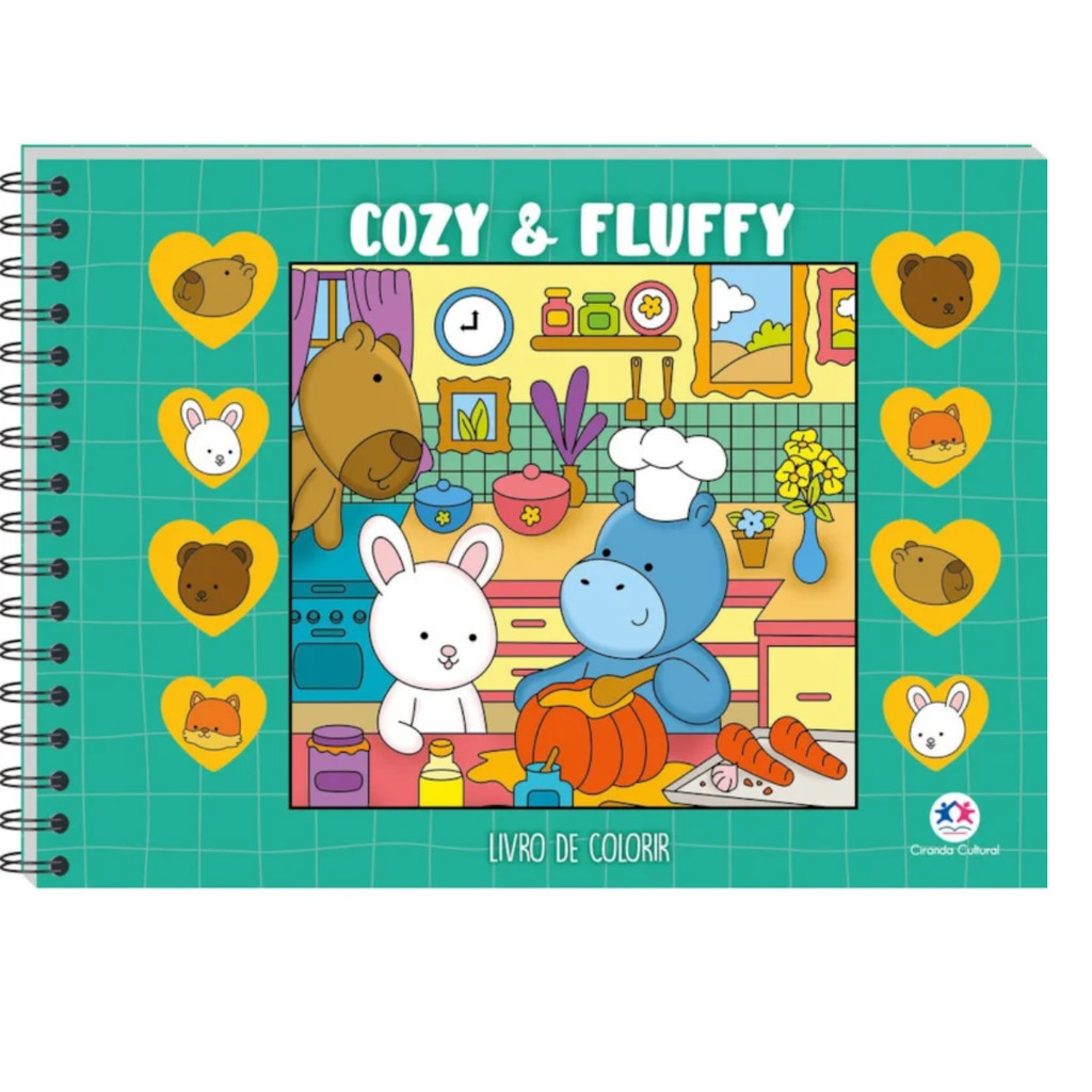 Livro de Colorir Comfy Cozy - Capa Dura Verde, Papel 180g, Folha de Acetato, Edição Exclusiva