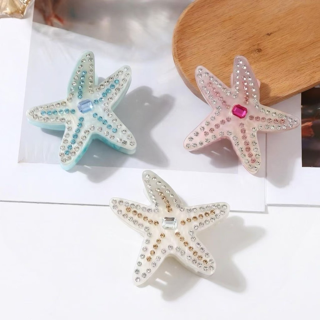 Fornecimento exclusivo transfronteiriço diamante estrela do mar acetato Grab clip menina ins estilo High-End grampo de c