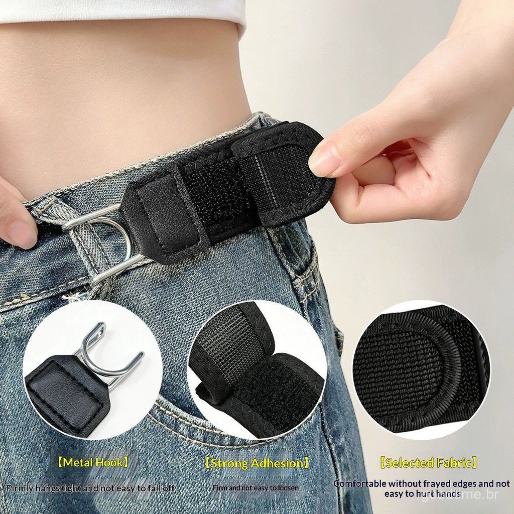 Fecho de segurança ajustável com velcro, modelo 2026, adequado para cintos infantis para jeans folgados.
