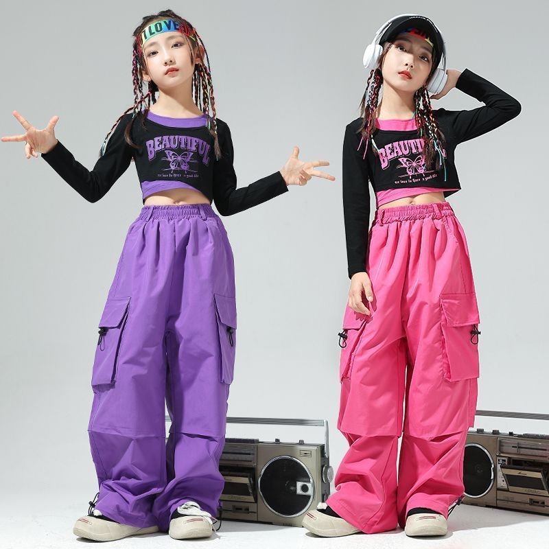 Roupas De Moda hip-hop Infantil Meninas jazz Dança Folgada Multi-Bámide Macacão Extra Solto Rua Folgada20260807