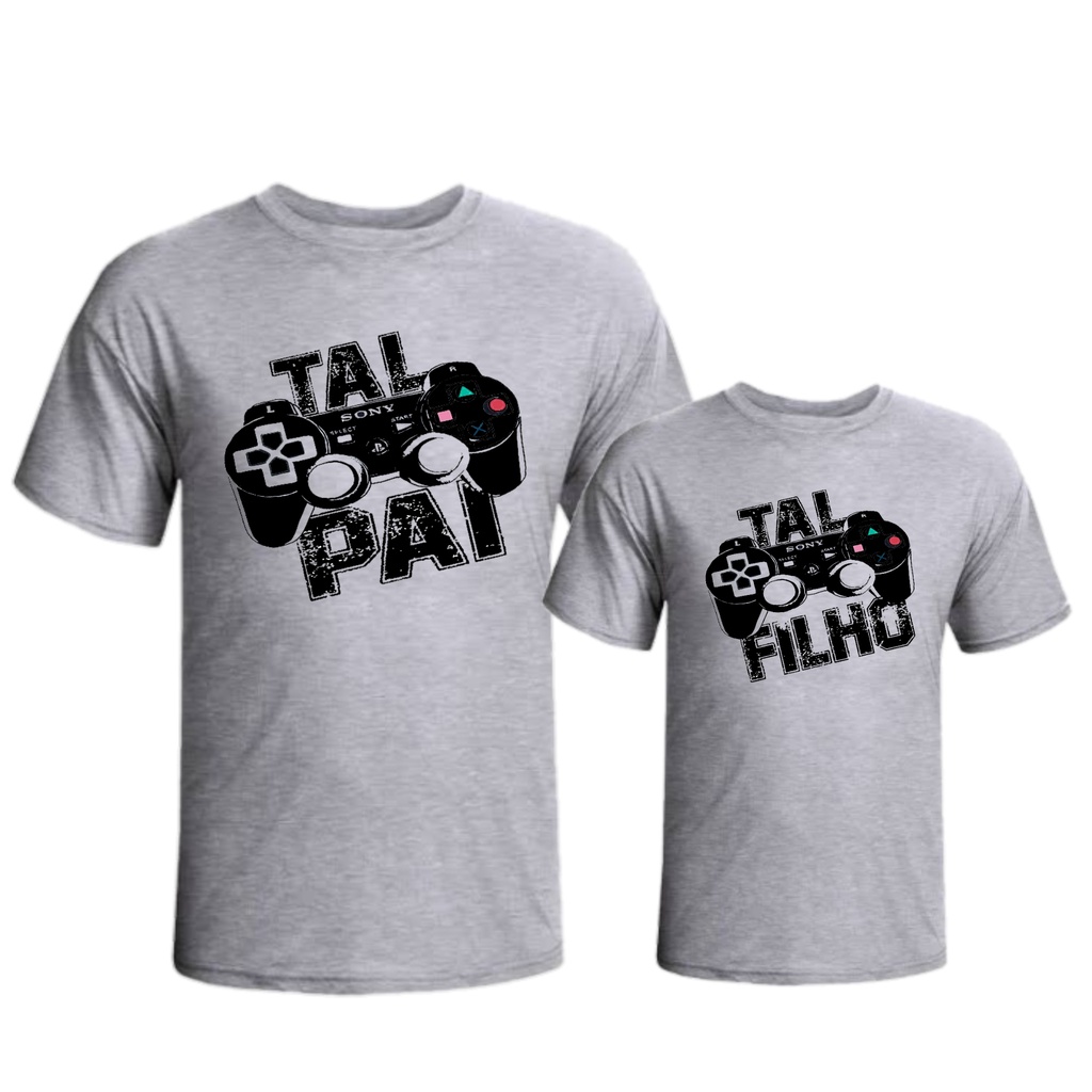 Kit 4 camisetas tal pai tal filho game controle play barato