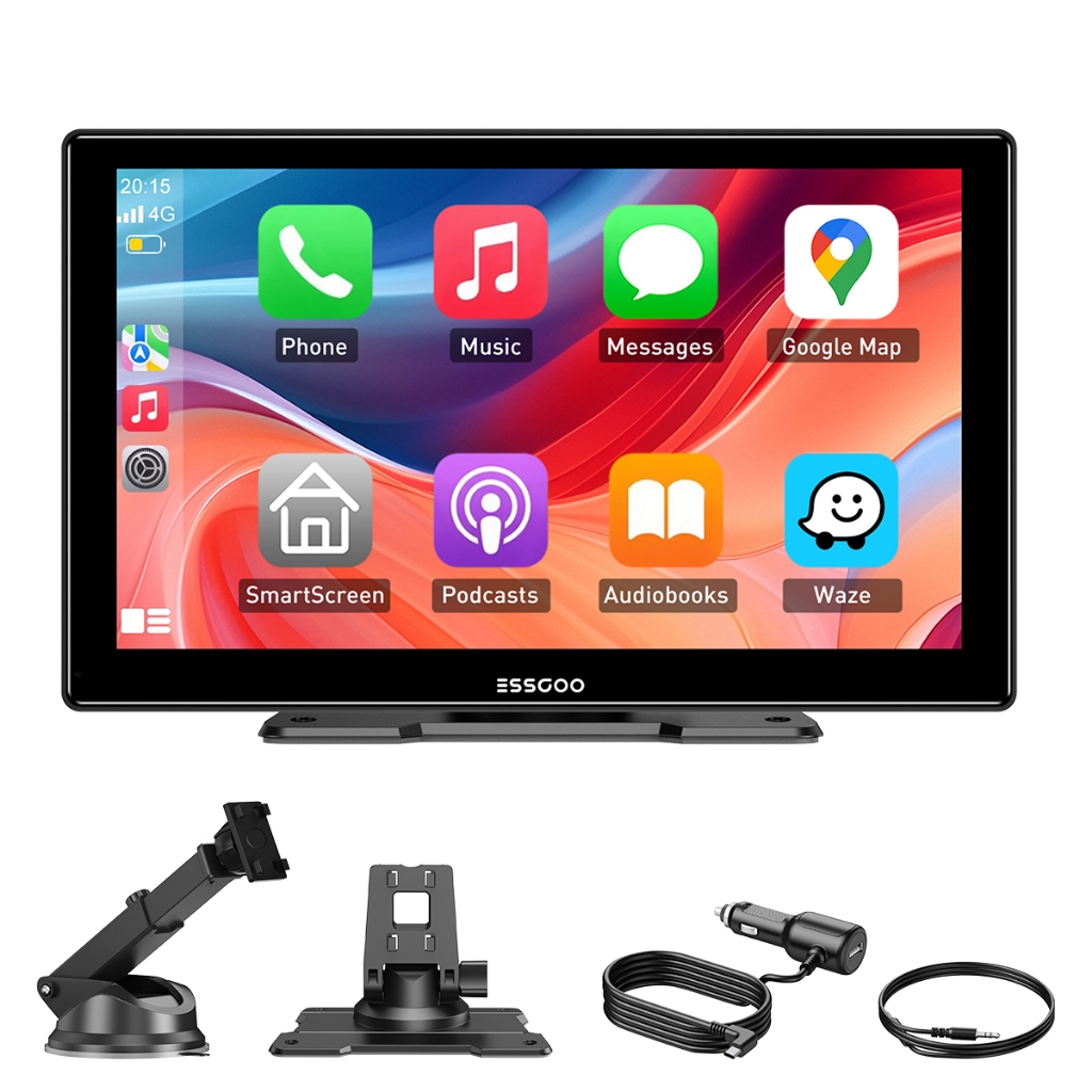ESSGOO Carplay Android Auto Car Radio Multimedia Center 9 Polegada Video Player Touch Screen Com Bluetooth