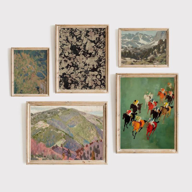 Abstract Equestrian Landscape canvas Painting Poster Gallery Wall Art  Vintage  Home Decor