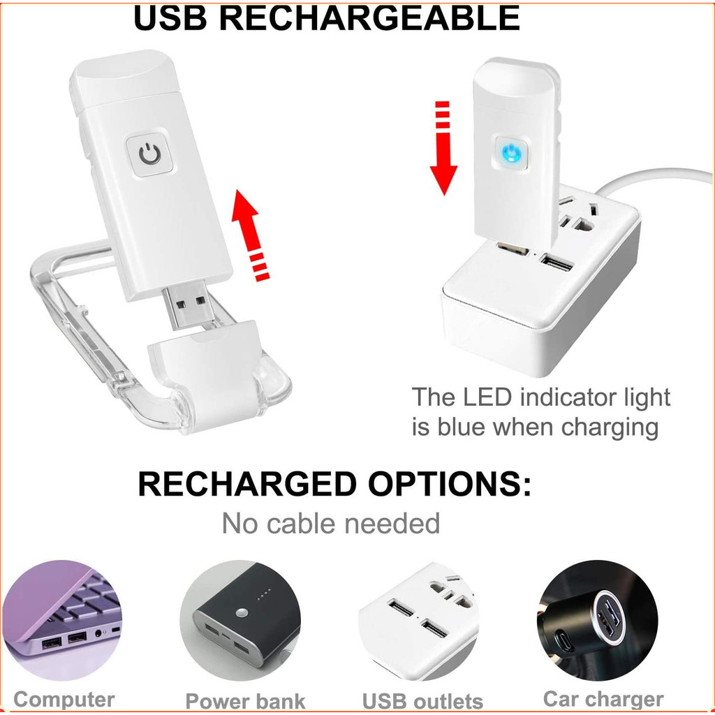 LED Mini USB recarregável proteção para os olhos dobrável livro clipe luz portátil simples proteção para os olhos leitur