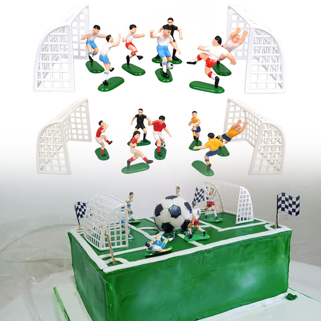 [unilayan] Decoração De Bolo De Jogador De Futebol , Não Comestível , Topper , Poste De Gol De Aniversário