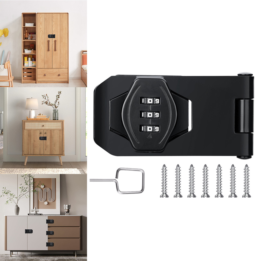 [unilayan] 1pcs Cadeado Combinado Digital Preto Com Senha Giratória , Adequado Para Portas Pequenas