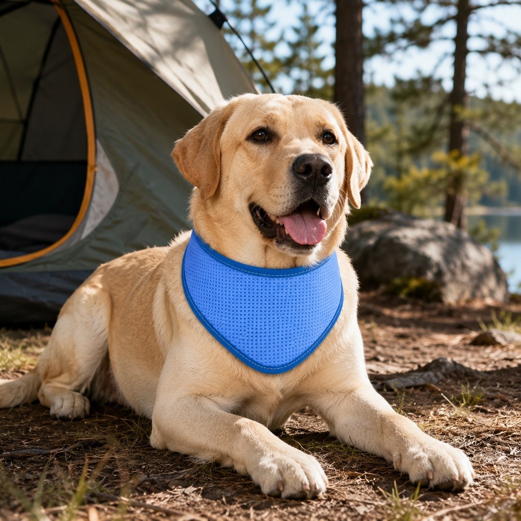 [unilayan] Lenço De Pescoço Com Coleira Para Animais De Estimação Resfriamento Respirável Azul Tamanho M/L Macio Leve De