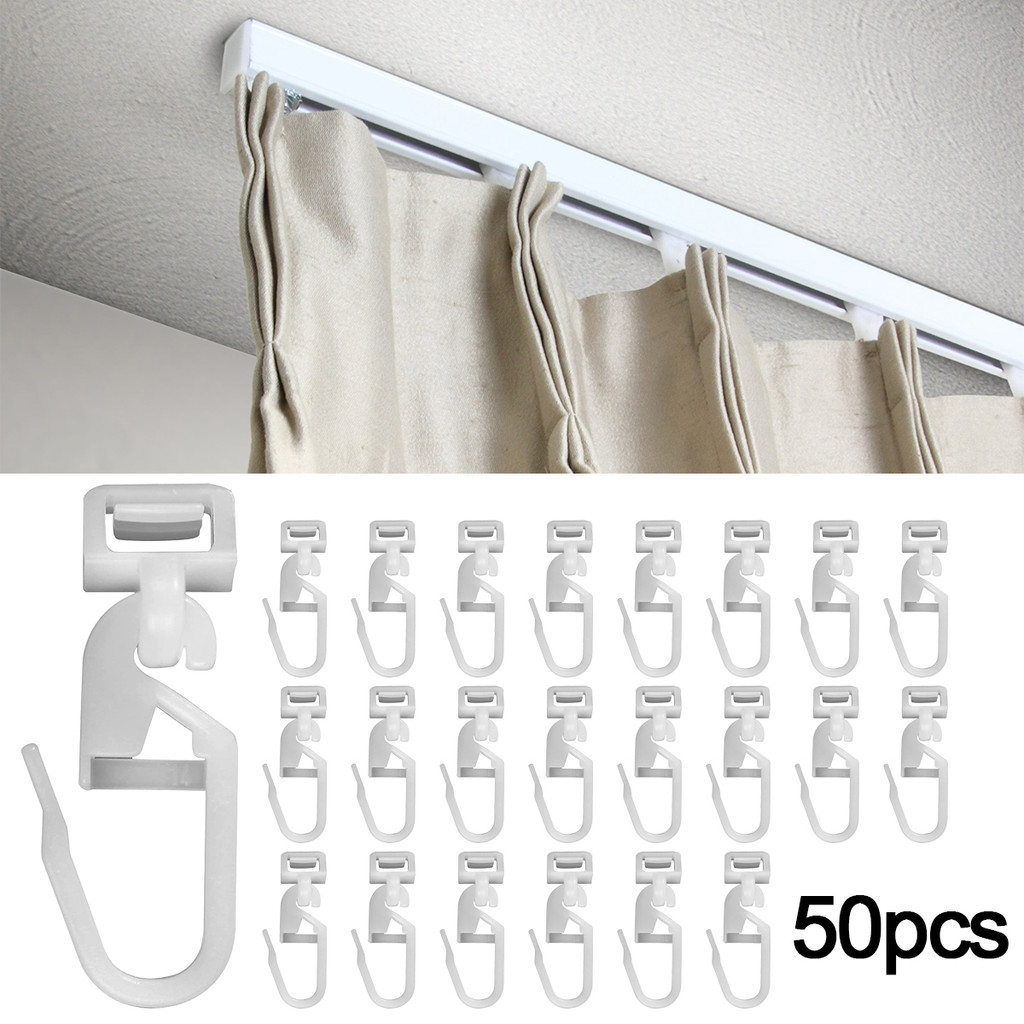 [unilayan] 50 Unidades De Ganchos De Trilho De Cortina De Plástico Leves Para Chuveiro Suprimentos De Cortinas De Banhei