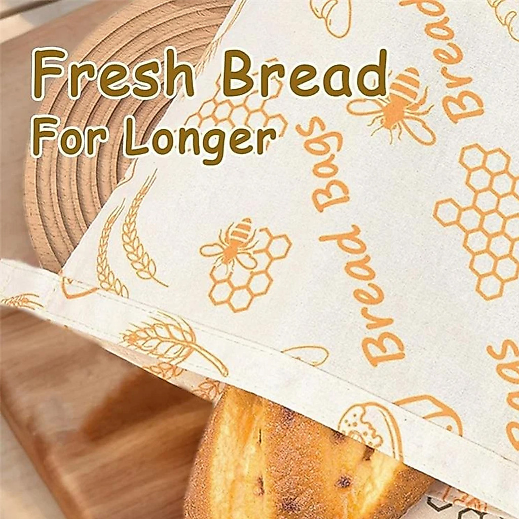[unilayan] Novos Sacos De Pão De Cera De Abelha Reutilizáveis Com Fecho De Zíper De Algodão Para Manter Frescos 43 * 33