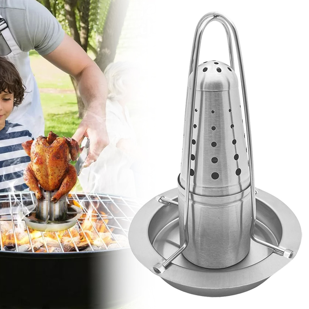 [unilayan] 1 Peça De Aço Inoxidável Para Grelhar , Suporte Portátil Torrador De Frango Ao Ar Livre , Removível , Antiade