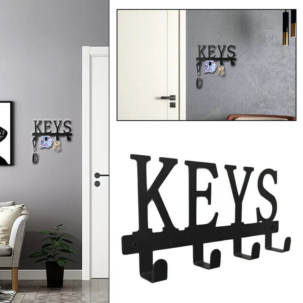 [unilayan] 1 Peça De Decoração Montada Na Parede , Porta-Chaves De Ferro Preto , Gancho Decorativo Para Casa , Cabide De