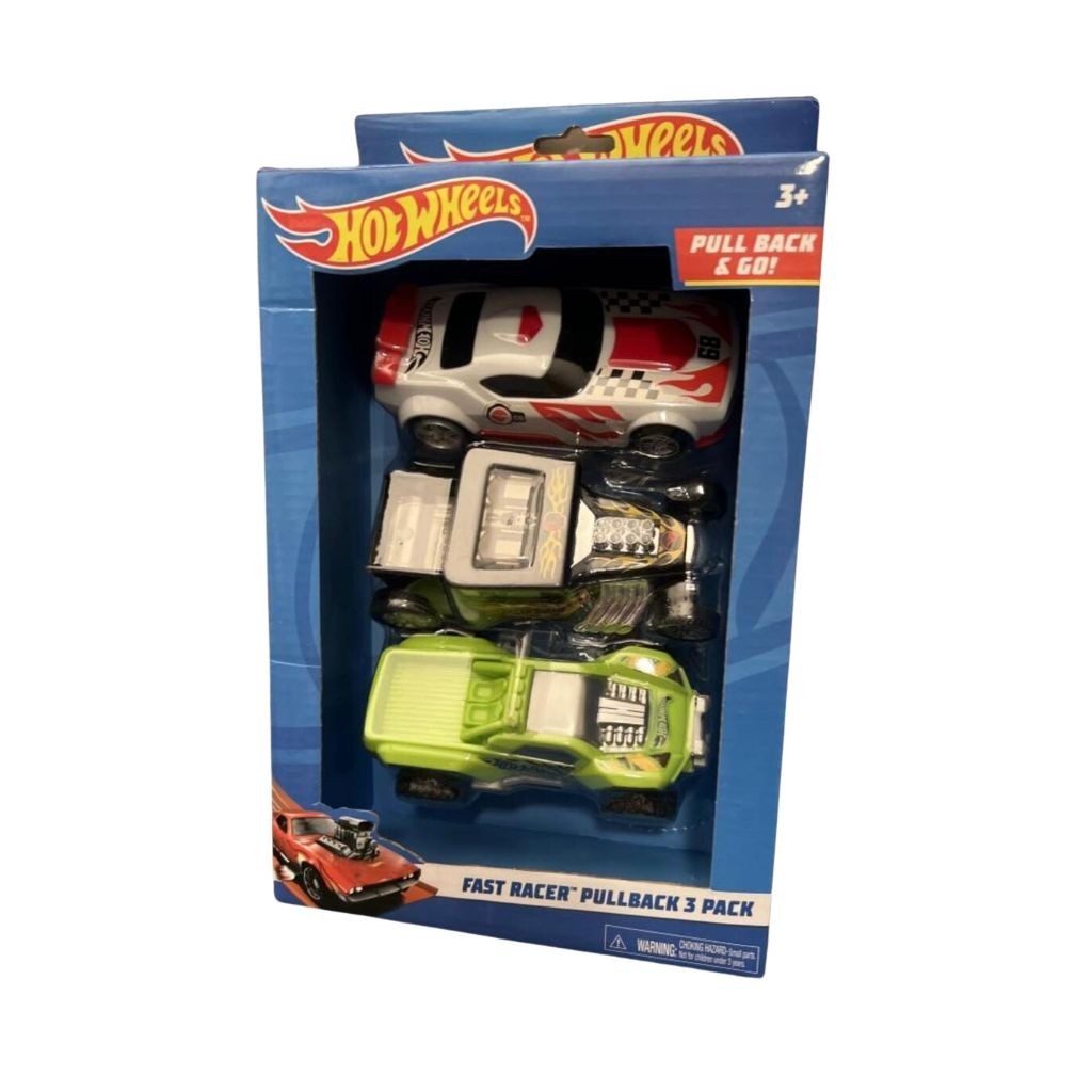Hotwheels Fast Racer Pullback 3 pack carrinhos Coleção