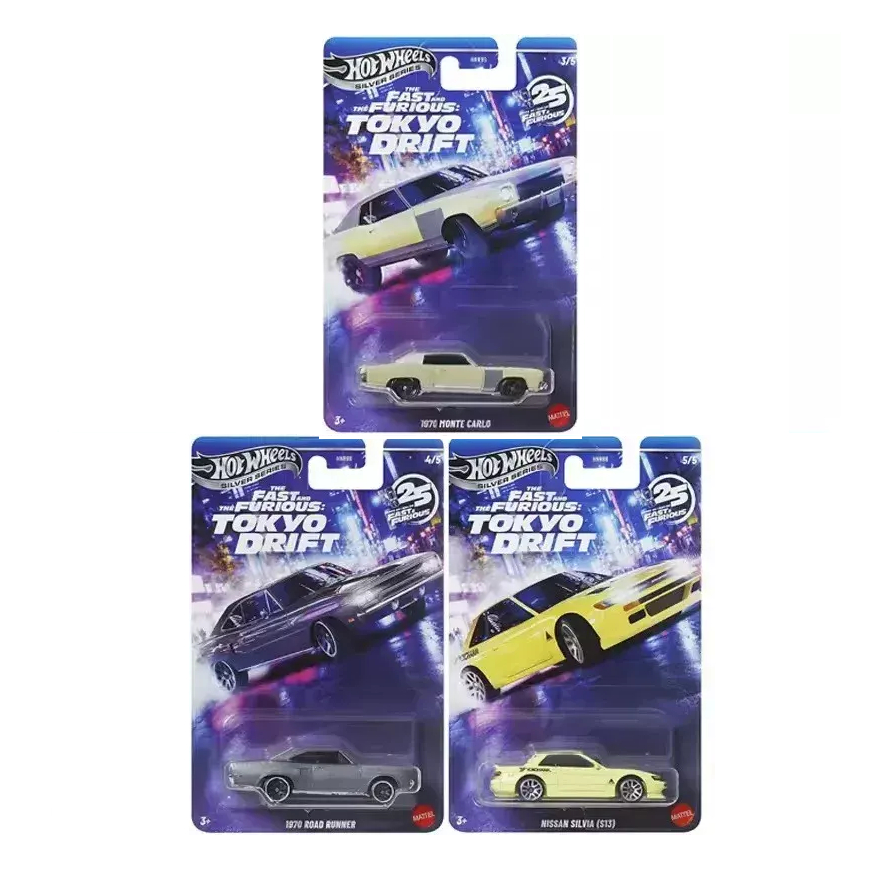 Pack 3 Hot Wheels Fast and Furious Tokyo Drift 25 Anos Velozes e Furiosos Mattel
