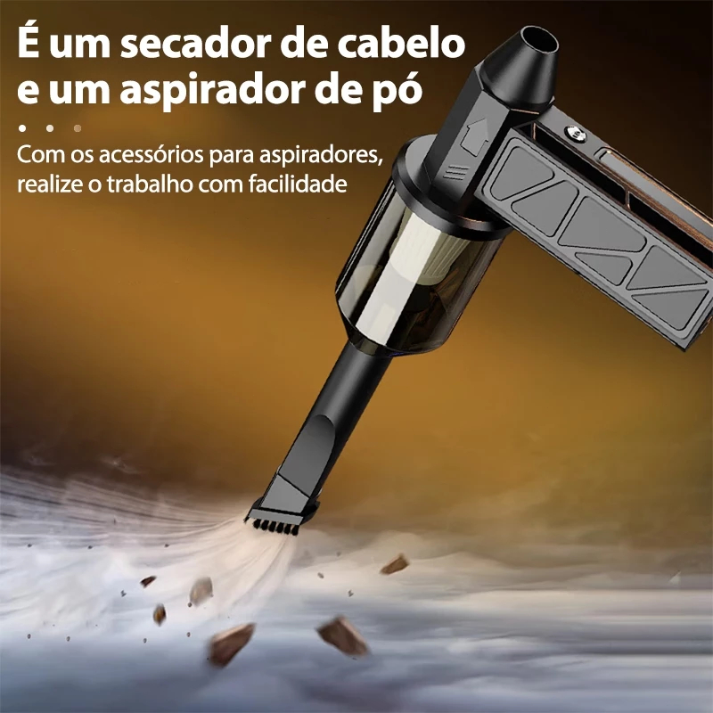 Mini Soprador Ventilador De Ar e Aspirador Portátil 2 em 1 Alta Potência Sem Fio 130.000 Rpm