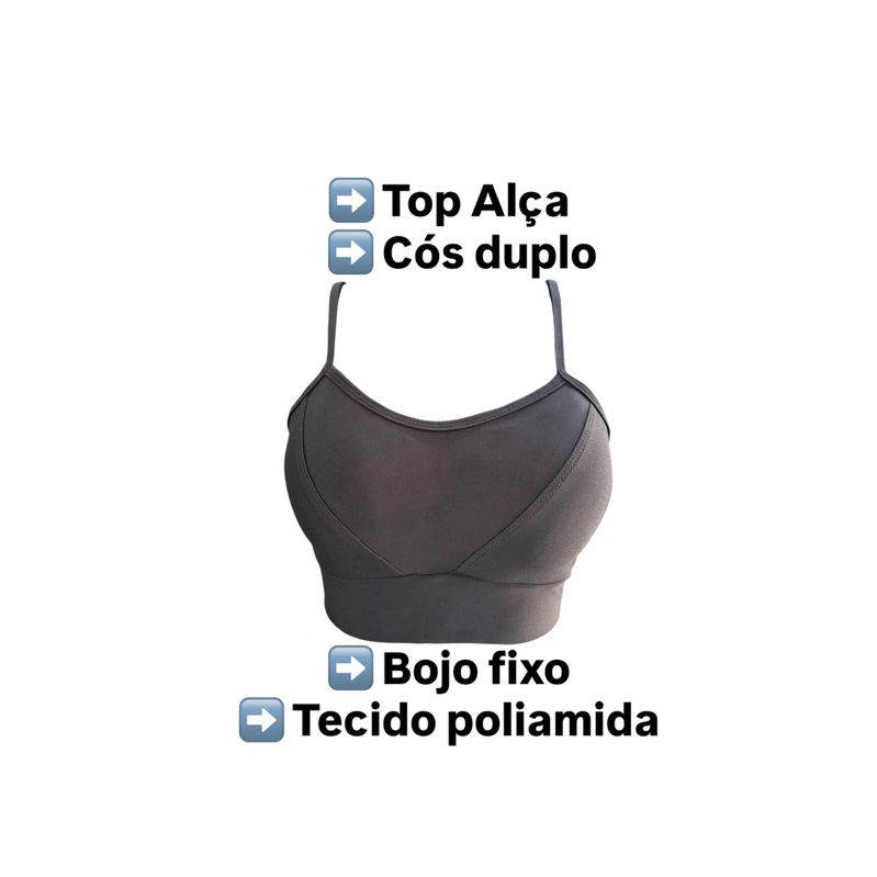 Top academia bojo e forro duplo cos largo alça fina compressão tecido poliamida costura reforçada