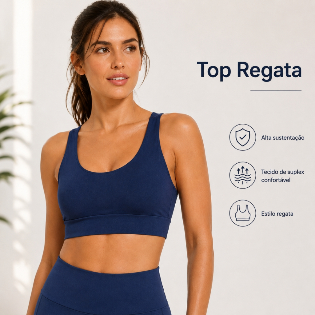 Top Duplo Fitness Feminino Zero Transparência Resistente Estilo Regata Academia Alta Compressão