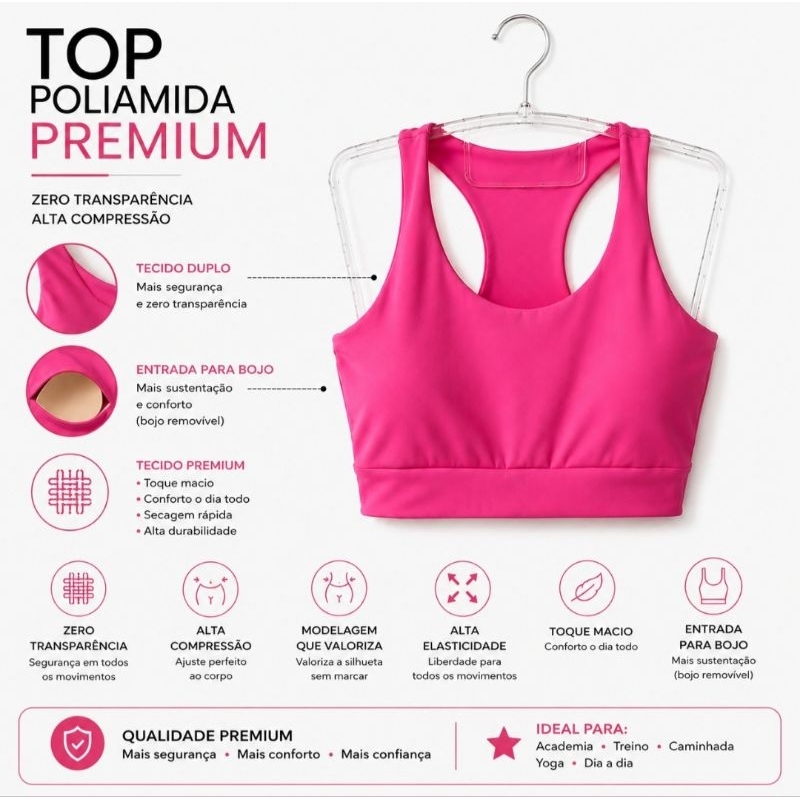 Top Nadador todo duplo| Fitness Poliamida Premium Zero Transparência Com entrada para Bojo Removível | Alta Compressão