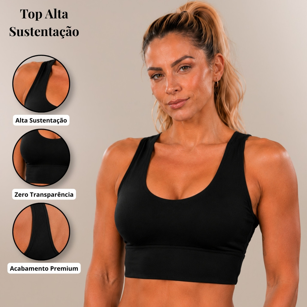 Top Alta Compressão Duplo Fitness Academia Estilo Regata Zero Transparência Treino Crossfit
