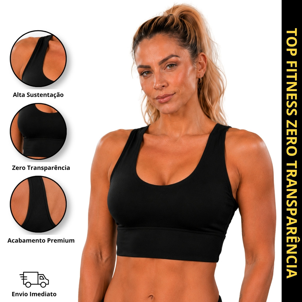 Top Duplo Fitness Feminino Zero Transparência Resistente Estilo Regata Academia Alta Compressão