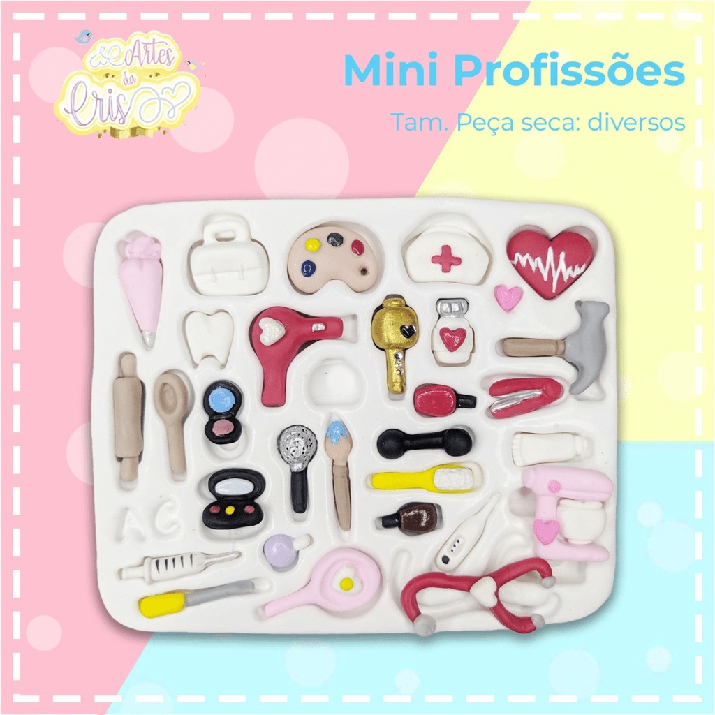Molde De Silicone Para Biscuit Mini Profissões - Artes Da Cris