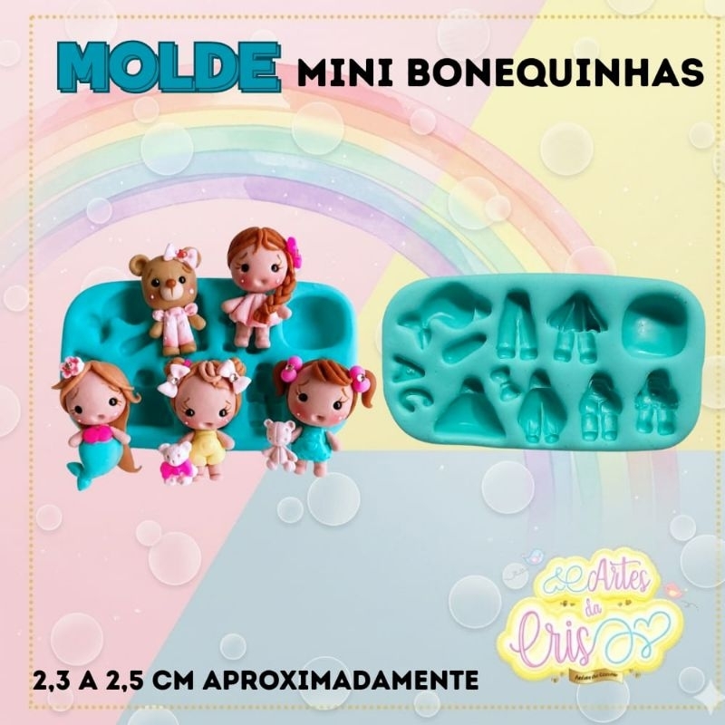 Molde De Silicone Para Biscuit Mini Bonequinha - Artes Da Cris
