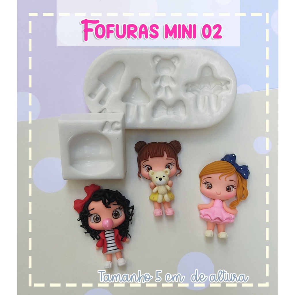 Molde De Silicone Para Biscuit Fofuras Mini 02 Completa - Artes Da Cris